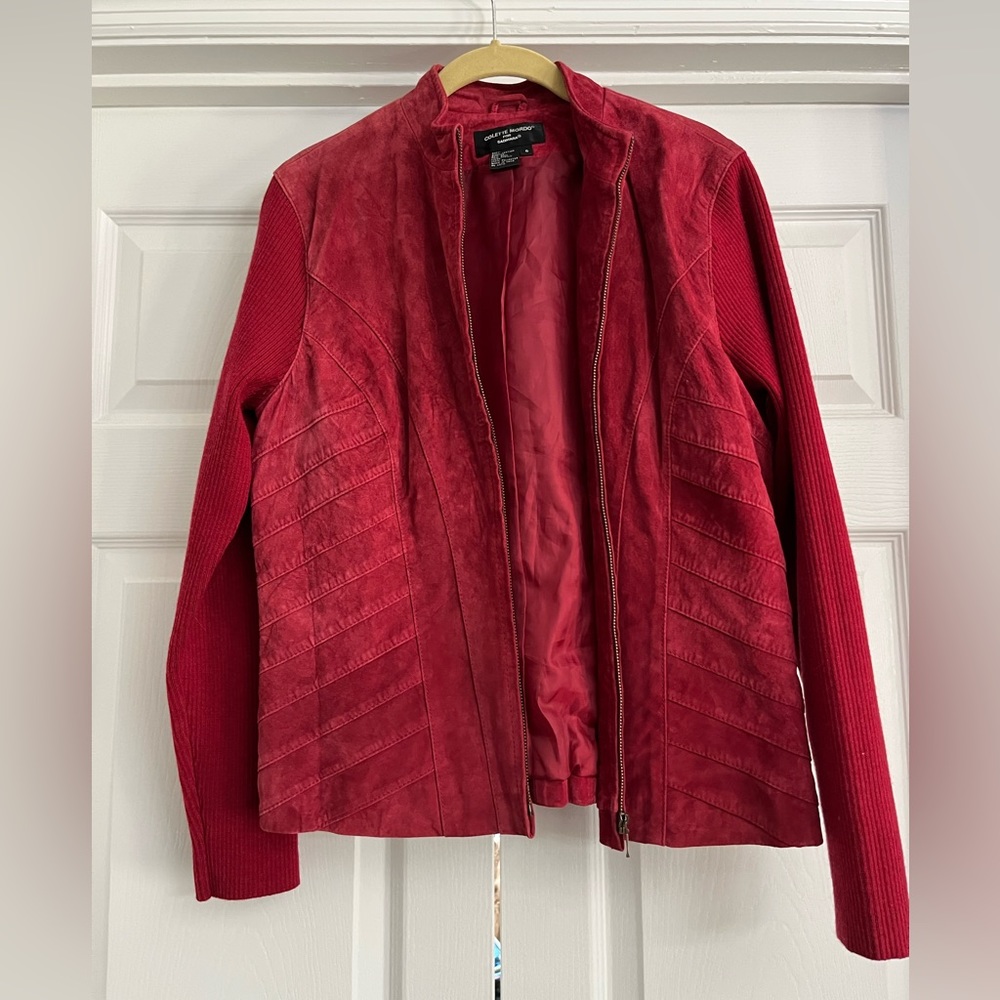 Faux leather and suede motto jacket